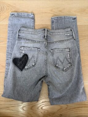 MOTHER The Dazzler Ankle Button Fly Straight Leg Jeans Grey Size 24